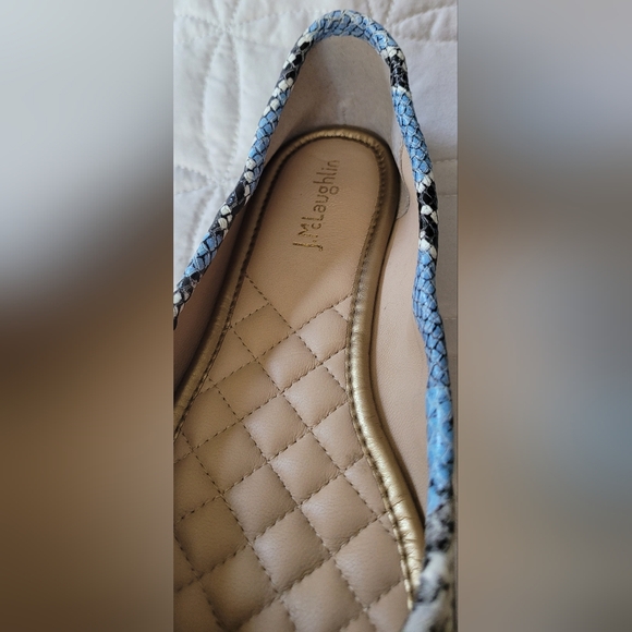 J Mclaughlin Mercer Ballet Flats Snakeskin Blue Black Size 7 Leather Sole - Picture 5 of 16